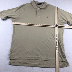 Polo Ralph Lauren Polo Shirt Mens Large Beige Cotton Short Sleeve Blue Pony *